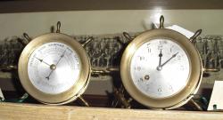 Brass Ship's Bell Clock with Matching Barometer